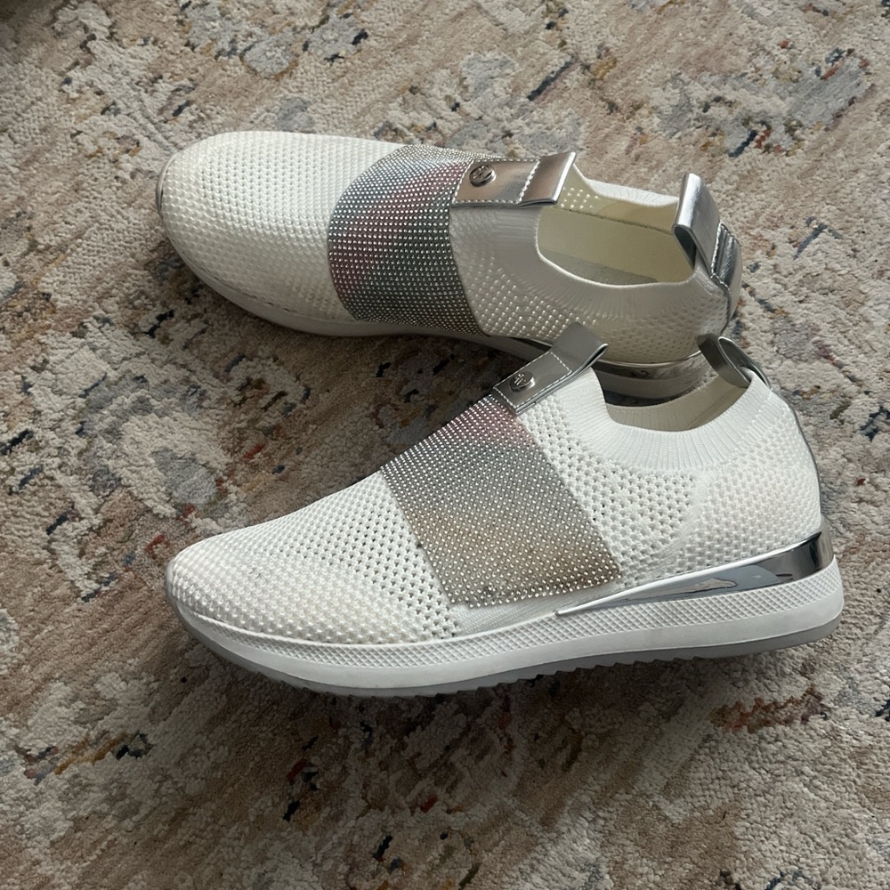 Stylish White and Silver Women's Sneakers